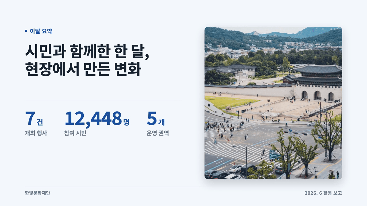 참석 인원·행사 건수 같은 숫자는 이렇게 한 화면에 모아두면 보고받는 쪽이 편합니다
